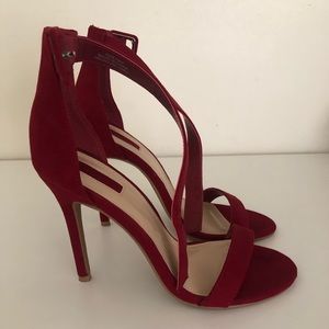Forever 21 Red Open Toe Buckle Strap Heel Sandal 7